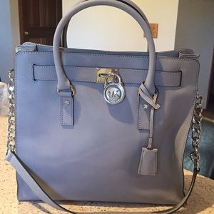 Michael Kors Hamilton gray leather handbag purse